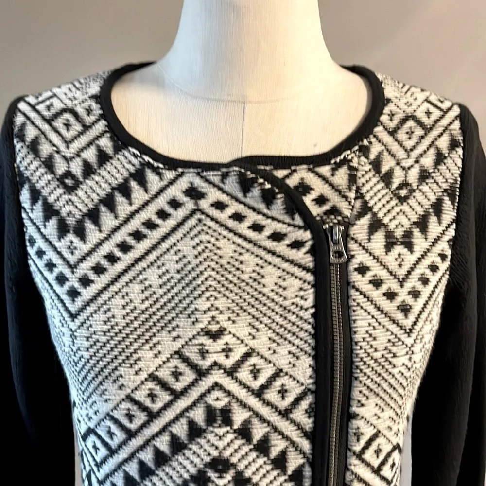 LUCKY BRAND women’s moto sweater knit jacket / cardigan diagonal zipper size Med